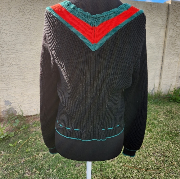 Vintage 1970s Black Bavarian Cardigan With Ties - Picture 4 of 12